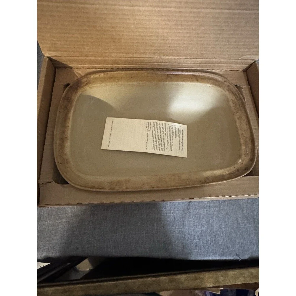 Vintage Pampered Chef Family Heritage Stoneware Rectangular Lid Bowl #1435 Box